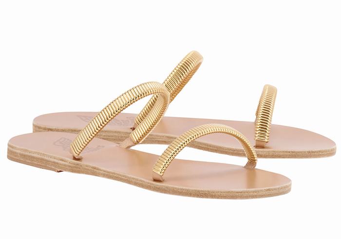 Ancient Greek Sandals Saita Donna Sandali Scorrevoli Oro Beige | EVU3798SZ