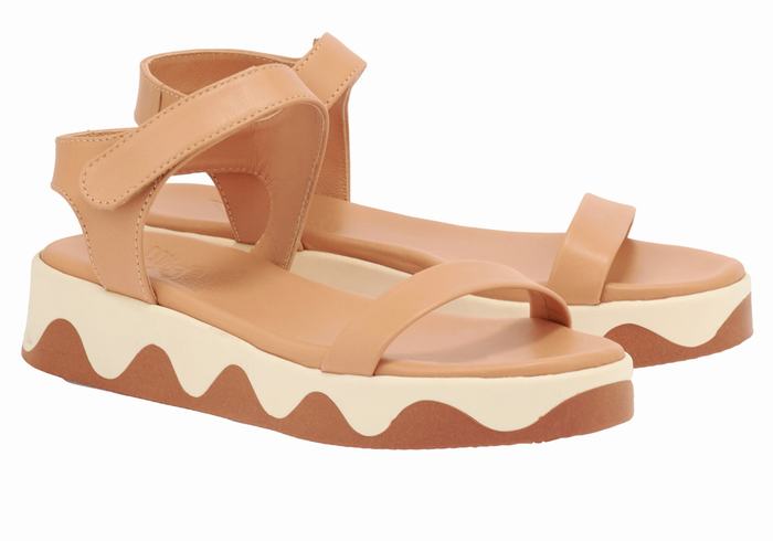 Ancient Greek Sandals Salamina Leather Donna Sandali con Plateau Beige Bianche | ABZ112LA