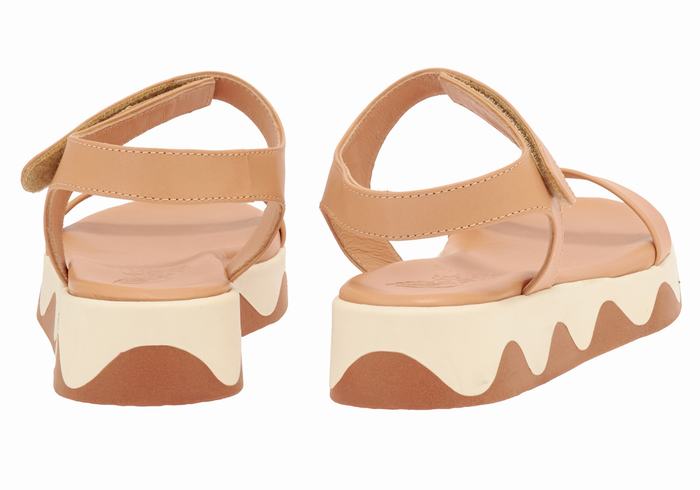 Ancient Greek Sandals Salamina Leather Donna Sandali con Plateau Beige Bianche | ABZ112LA