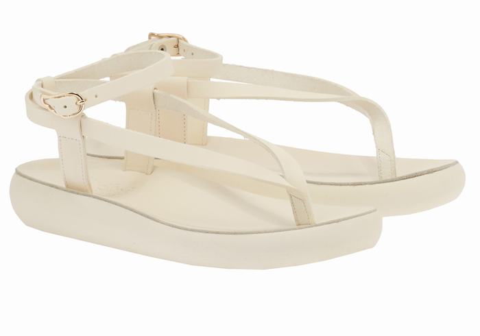 Ancient Greek Sandals Salomi Comfort Donna Sandali Con Cinturino Bianche | RYE6965GX