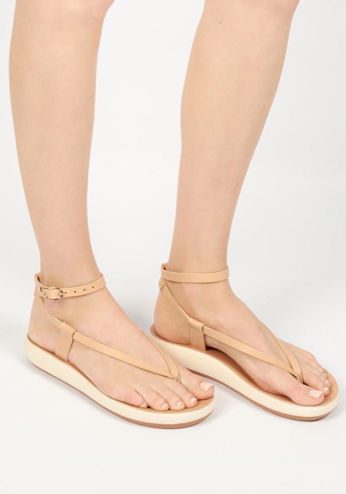 Ancient Greek Sandals Salomi Comfort Donna Sandali Con Cinturino Beige | CLW4758MU