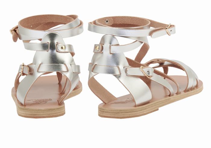 Ancient Greek Sandals Satira Leather Donna Sandali Da Gladiatore Argento | JBX7673IL