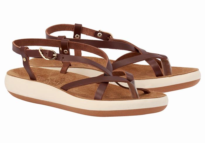 Ancient Greek Sandals Semele Comfort Donna Sandali Con Cinturino Sul Retro Caffè | FUN10066LX