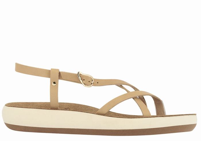 Ancient Greek Sandals Semele Comfort Donna Sandali Con Cinturino Sul Retro Beige | OBY6374RJ