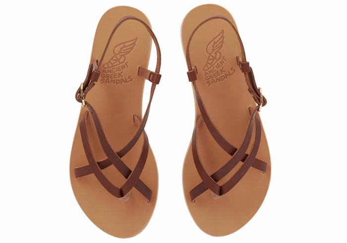 Ancient Greek Sandals Semele Leather Donna Sandali Con Cinturino Sul Retro Caffè | ODZ9268FA