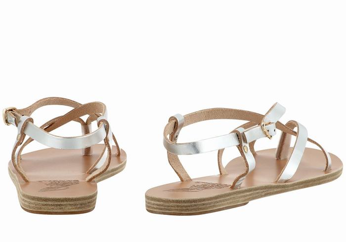 Ancient Greek Sandals Semele Leather Donna Sandali Con Cinturino Sul Retro Argento | RYY6199IA