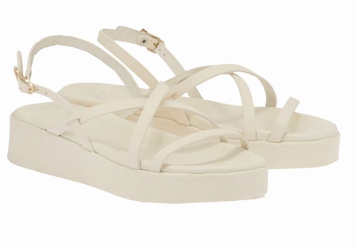 Ancient Greek Sandals Silia Leather Donna Sandali con Plateau Bianche | CIP2834UV