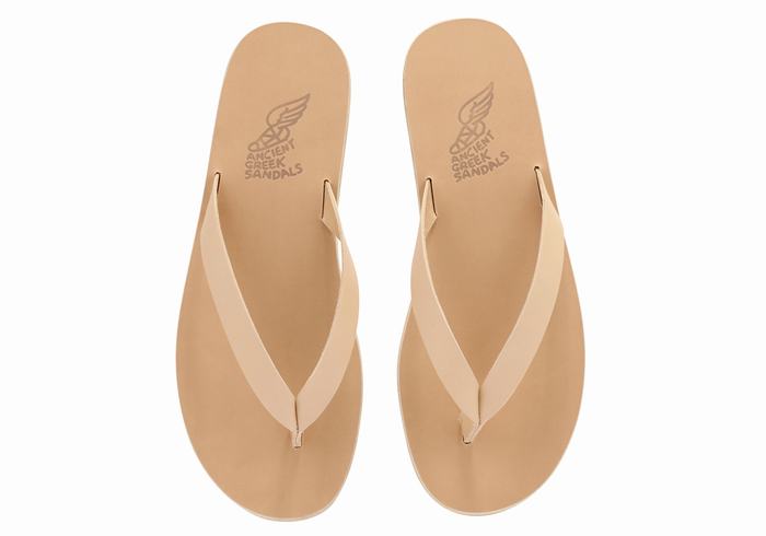 Ancient Greek Sandals Solon Leather Uomo Infradito Beige | OOL3622DY