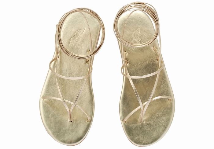 Ancient Greek Sandals String Donna Sandali Da Gladiatore Oro Bianche | HVF3396JF