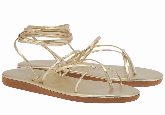 Ancient Greek Sandals String Donna Sandali Da Gladiatore Oro Bianche | HVF3396JF