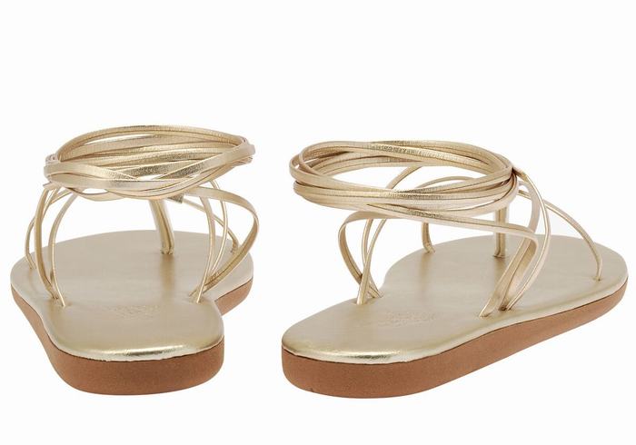 Ancient Greek Sandals String Donna Sandali Da Gladiatore Oro Bianche | HVF3396JF