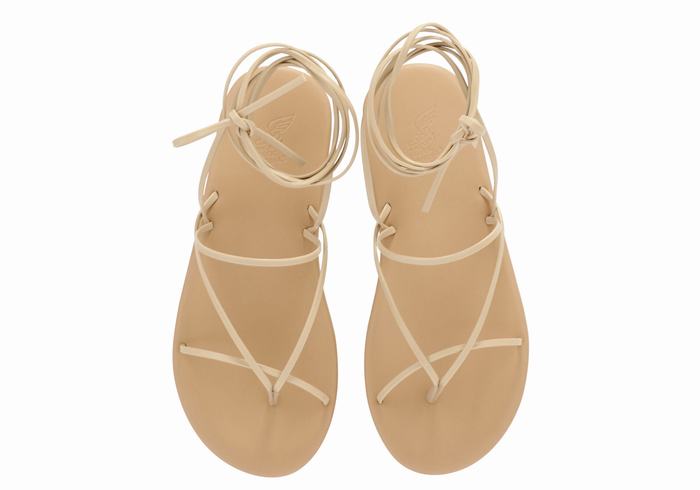 Ancient Greek Sandals String Donna Sandali Da Gladiatore Beige | YMH373JH