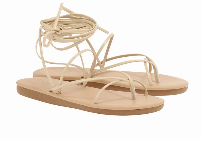 Ancient Greek Sandals String Donna Sandali Da Gladiatore Beige | YMH373JH