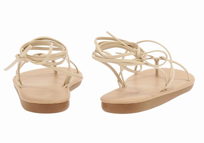 Ancient Greek Sandals String Donna Sandali Da Gladiatore Beige | YMH373JH