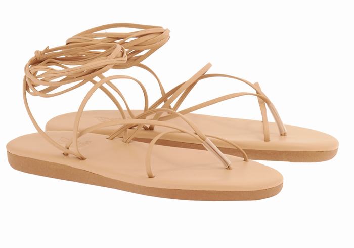 Ancient Greek Sandals String Donna Sandali Da Gladiatore Beige | UEB9349MF