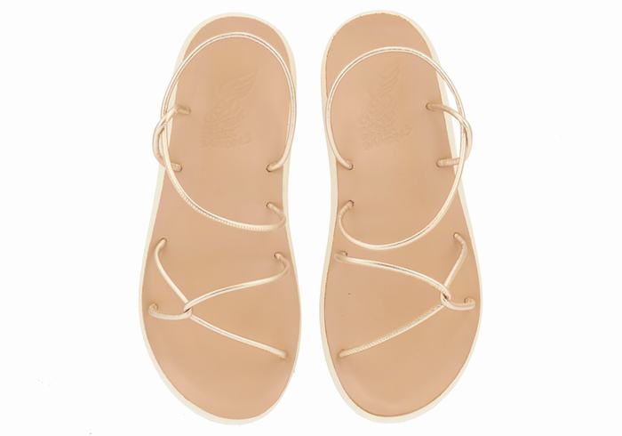 Ancient Greek Sandals Taxidi Comfort Donna Sandali Con Cinturino Sul Retro Oro Bianche | TJU2624DP