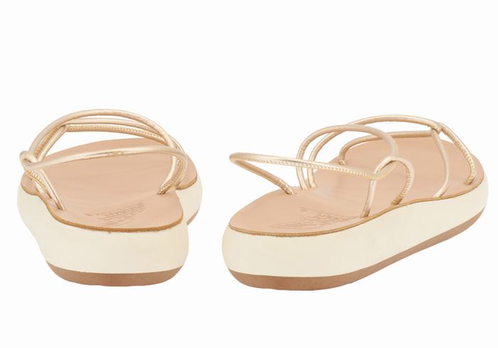 Ancient Greek Sandals Taxidi Comfort Donna Sandali Con Cinturino Sul Retro Oro Bianche | TJU2624DP