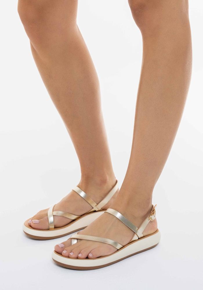 Ancient Greek Sandals Tereza Comfort Donna Sandali Con Cinturino Sul Retro Oro Bianche | QEY8350YL