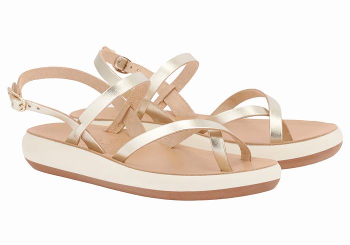 Ancient Greek Sandals Tereza Comfort Donna Sandali Con Cinturino Sul Retro Oro Bianche | QEY8350YL