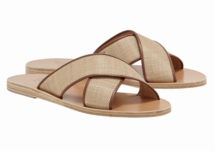 Ancient Greek Sandals Thais Donna Sandali Scorrevoli Beige Marroni | ZRZ5438ME