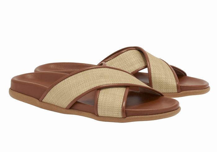 Ancient Greek Sandals Thais Footbed Donna Sandali Scorrevoli Beige Marroni | HHJ1290XR