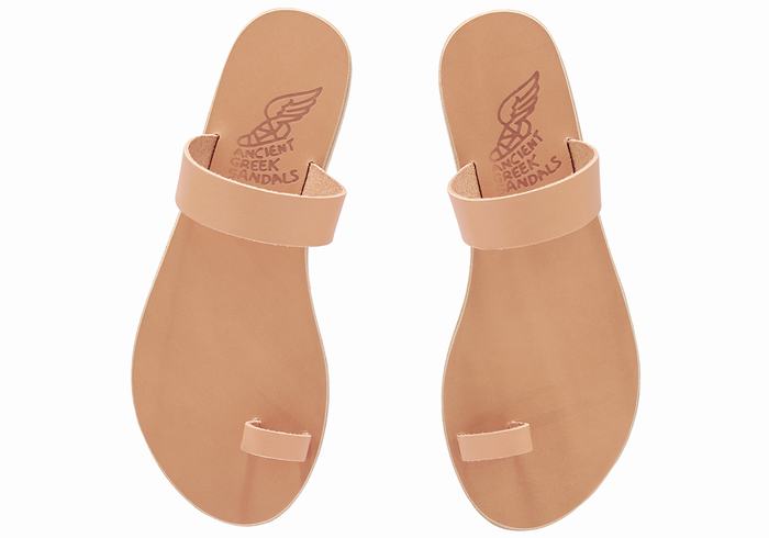 Ancient Greek Sandals Thalia Leather Donna Sandali Con Puntale Beige | FGD1216DJ