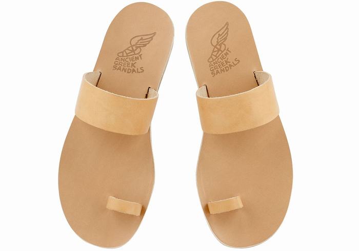 Ancient Greek Sandals Thalos Leather Uomo Sandali Con Puntale Beige | YIW840FL