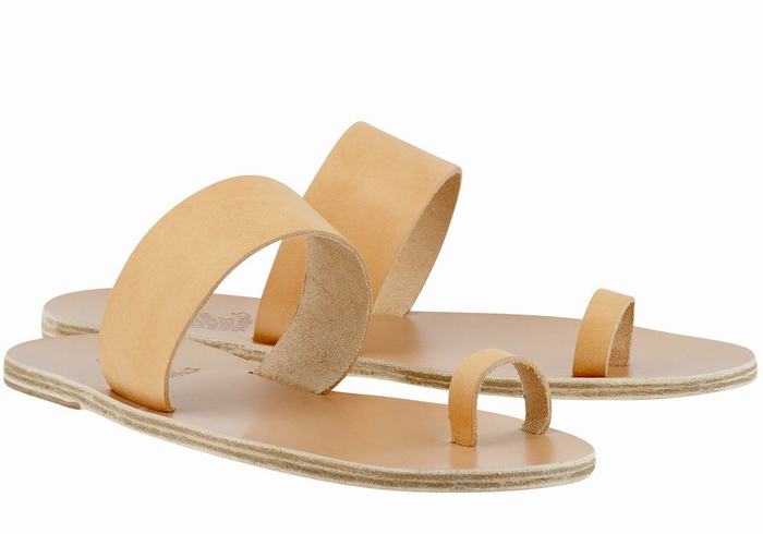 Ancient Greek Sandals Thalos Leather Uomo Sandali Con Puntale Beige | YIW840FL