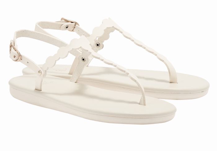 Ancient Greek Sandals Velos Flip Flop Donna Sandali Con Cinturino Sul Retro Bianche | SIE356DC