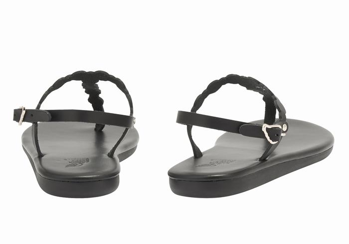 Ancient Greek Sandals Velos Flip Flop Donna Sandali Con Cinturino Sul Retro Nere | AIP5295OV