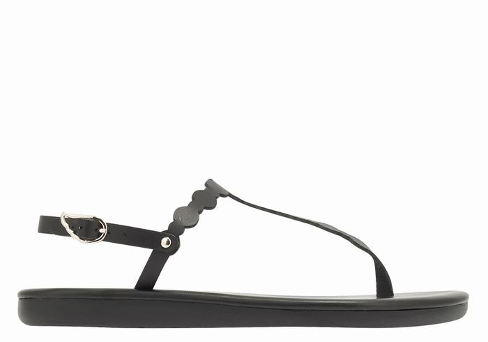 Ancient Greek Sandals Velos Flip Flop Donna Sandali Con Cinturino Sul Retro Nere | AIP5295OV